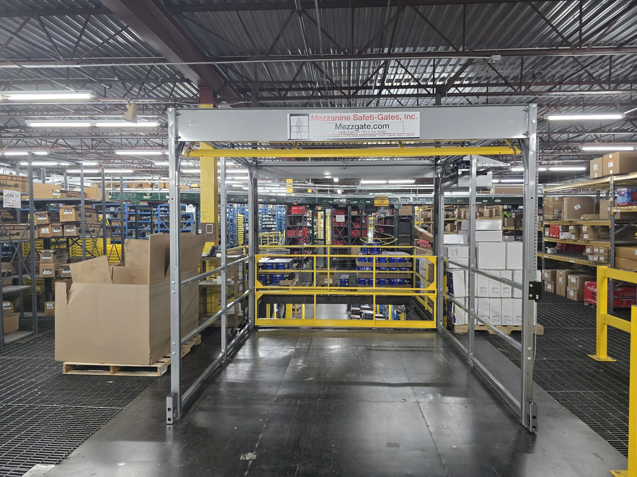 Large power operated Roly mezzanine safety gate